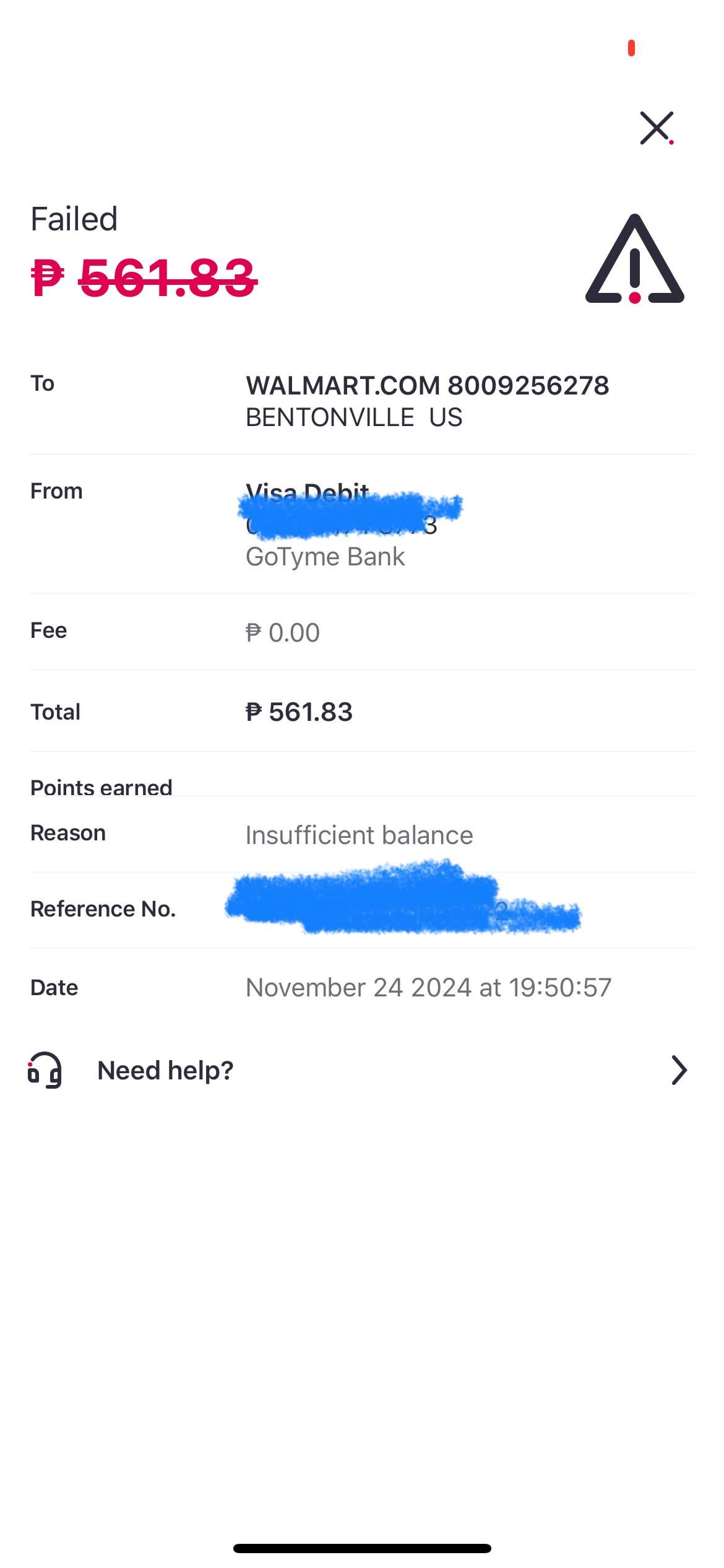 Transaction Error Example
